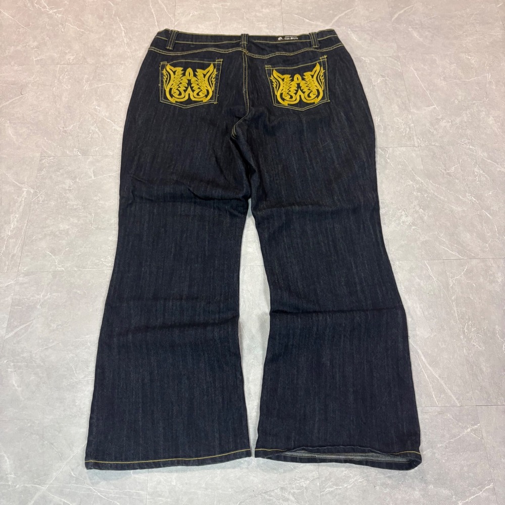 G. TTON Style by Paris Womens Dark Wash Embroidered Wide Leg Jeans Size 20